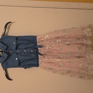 btween Girls Elegant Blue & Pink Dress.